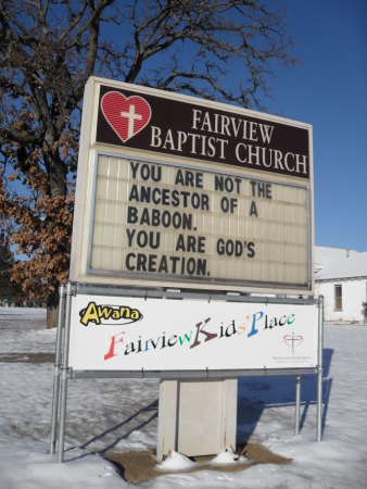 Another creationist church marquee